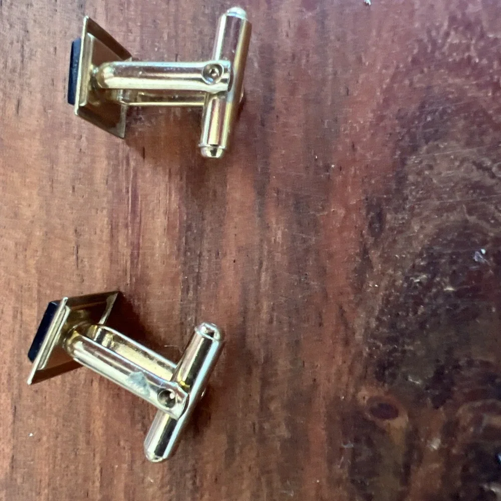 Vintage Cufflinks Jewelry Gold Tone And Black